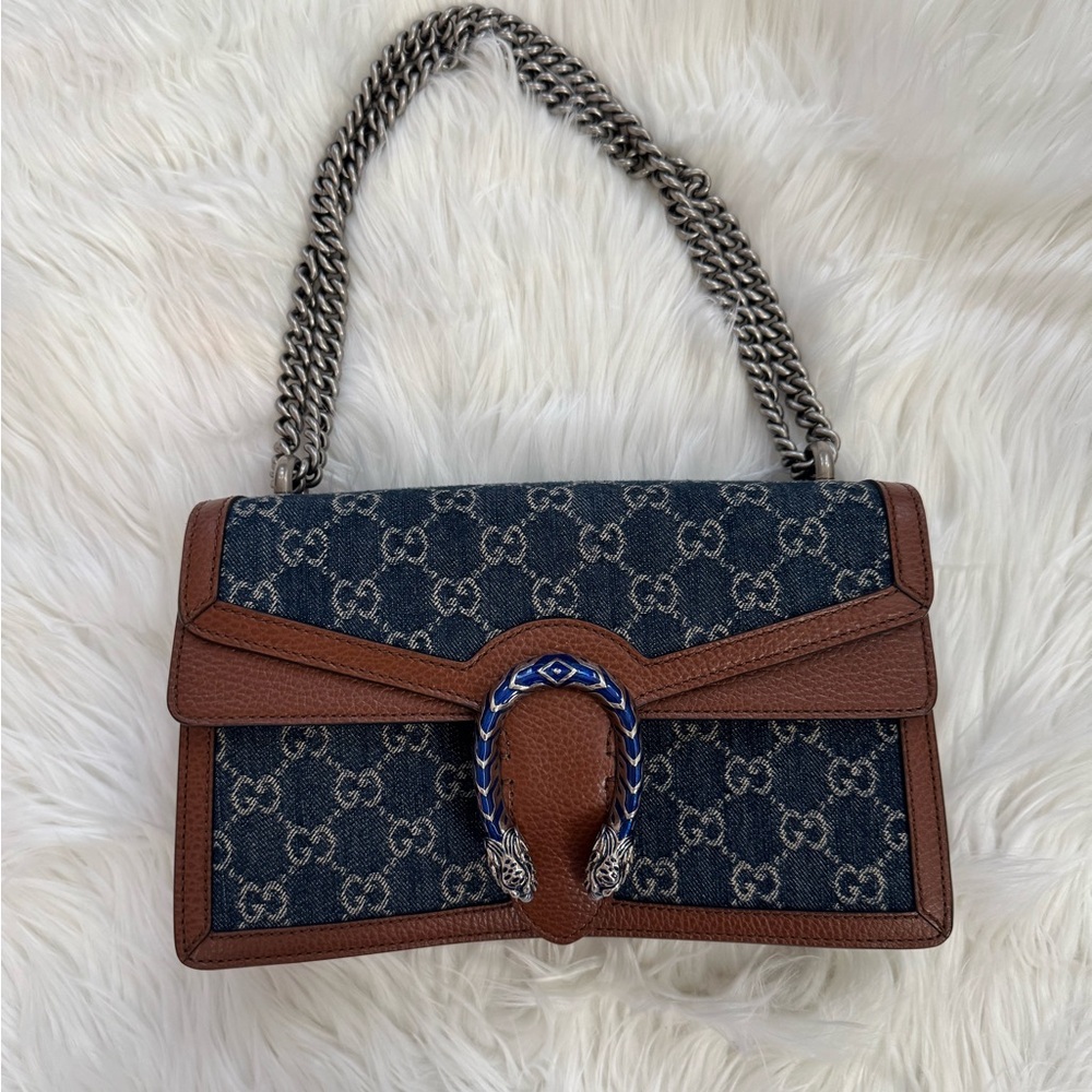 Gucci denim and leather handbag - Picture 2 of 9